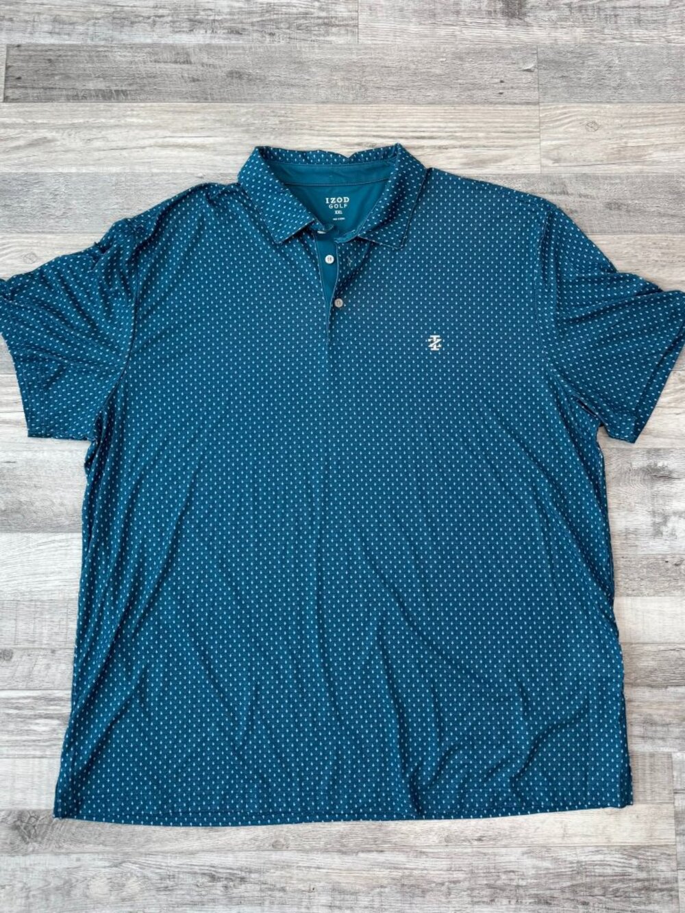 Izod Golf mens polo short sleeve teal pattern size XXL R9